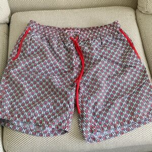 Mr.Swim Red and White Patterned Swim Trunks